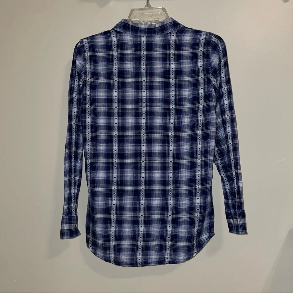 Justice Blue and White Plaid Top